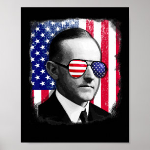Poster Calvin Coolidge Drapeau américain 4 juillet