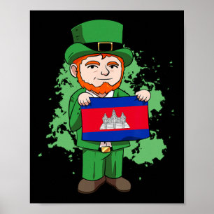 Poster Cambodge Fier Drapeau cambodgien Saint-Patricks Da
