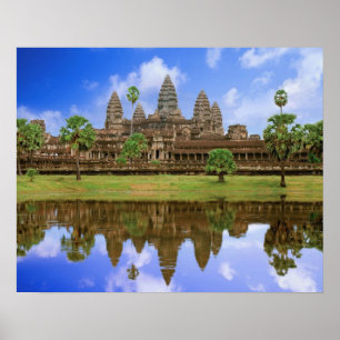 Poster Cambodge, Kampuchea, temple d'Angkor Wat.