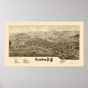 Poster Camden, NY Carte panoramique - 1885