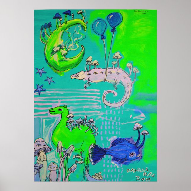 Poster Camel, caméléon, lune (Devant)