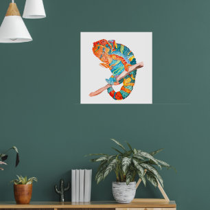 Poster Caméléon aquarelle vibrant