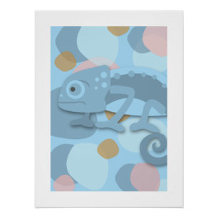 Poster Caméléon gris-bleu