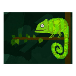 Poster Caméléon mignon vert