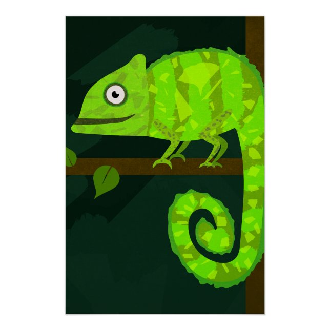 Poster Caméléon mignon vert (Devant)