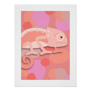 Poster Caméléon Rose Pâle et Pêche