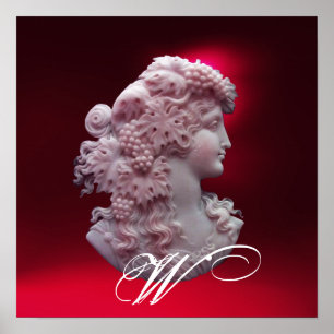 POSTER CAMEO ANTIQUE, DAME AVEC MONOGRAMME DE PÂTES