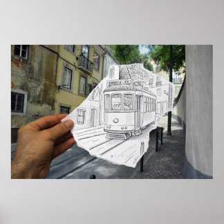 Poster Caméra Crayon - Tramway De Lisbonne