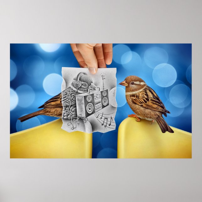 Poster Caméra Crayon Vs - Electro Bird (Devant)