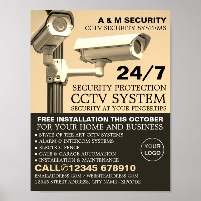 Poster Caméras à montage CCTV, publicité sur la sécurité  (Devant)