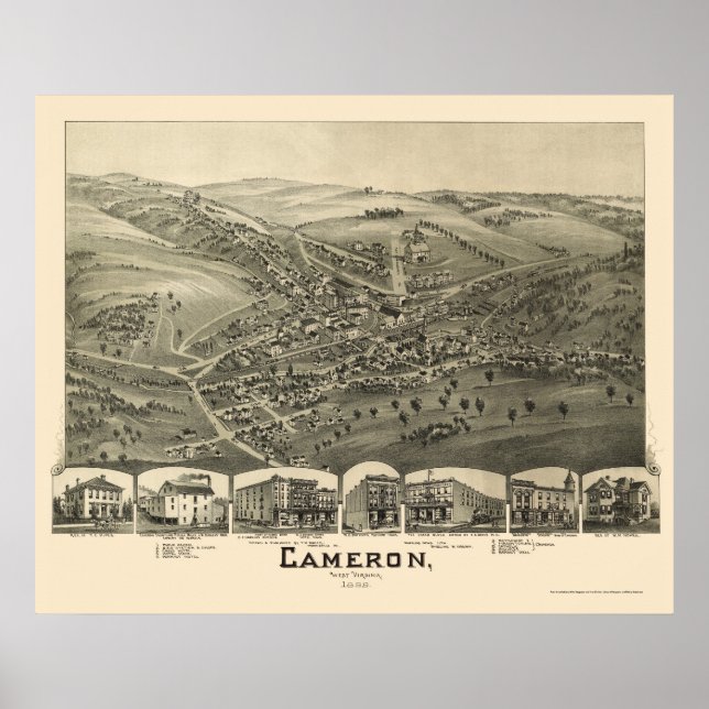 Poster Cameron, WV Panoramic Map - 1899 (Devant)