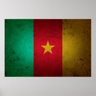 Poster Cameroon Grunge Flag Cameroonian Texture