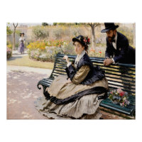 Camille Monet sur un banc de jardin