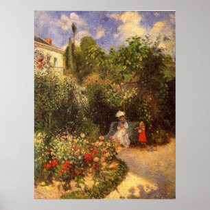 Poster Camille Pissarro - Jardin 1877 banc ombre arbre