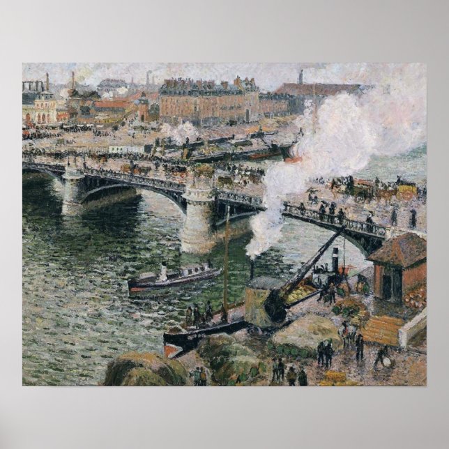 Poster Camille Pissarro Pont Boieldieu à Rouen Peinture (Devant)