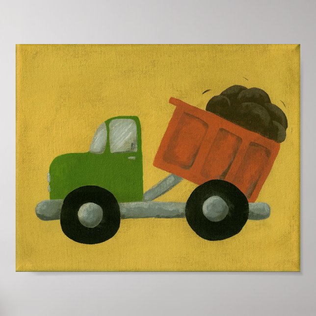 Poster Camion à benne de chantier pour la nurserie (Devant)