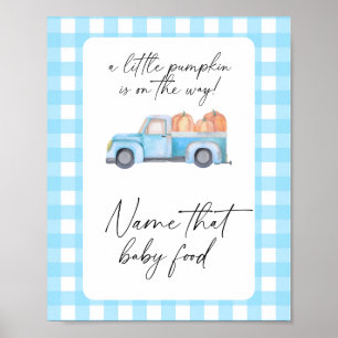 Poster camion bleu citrouille - nom de la nourriture pour