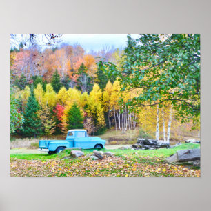 Poster Camion bleu vintage