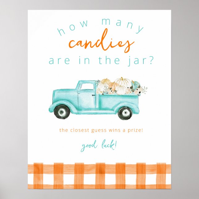 Poster Camion citrouille Combien de bonbons Jeu (Devant)