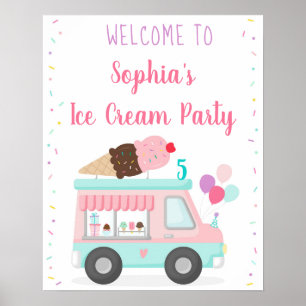 Poster Camion Crème Glace Cute Bienvenue