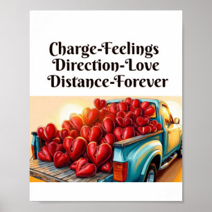 Poster Camion d'amour - Coeur sur roues