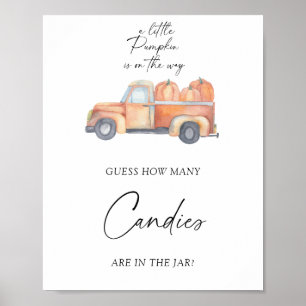 Poster Camion de citrouilles - devinez combien de bonbons
