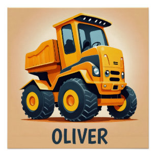 Poster Camion de construction moderne mignon personnalisé