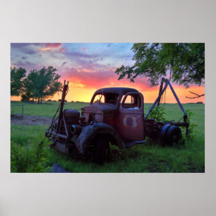 Poster Camion de coucher du soleil