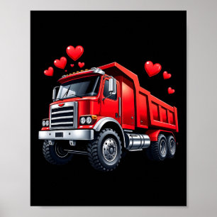 Poster Camion de la Saint-Valentin, Tombereau avec coeurs