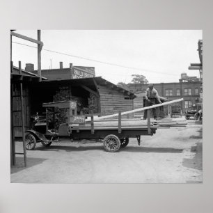 Poster Camion de livraison de bois, 1926. Photo ancienne
