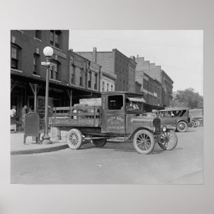 Poster Camion de livraison de volaille, 1926. Photo ancie