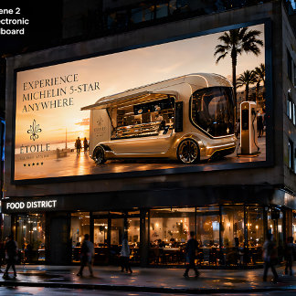 Poster Camion de nourriture futuriste Michelin – Luxe mob