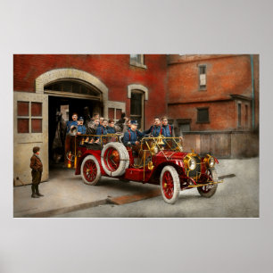 Poster Camion de pompiers - L'escadrille volante 1911
