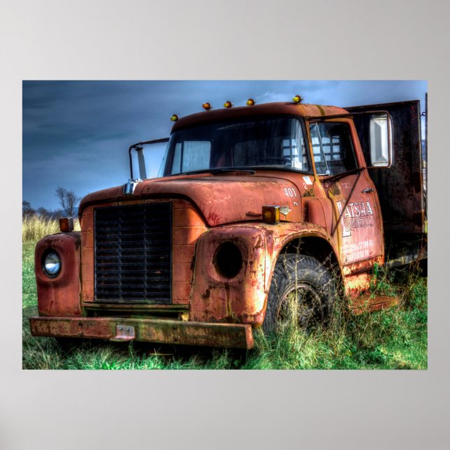 Poster Camion de ramassage international Antique Red (Devant)