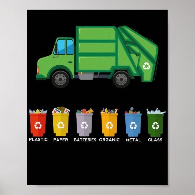 Poster Camion de recyclage Enfants Camion de déchets (Devant)