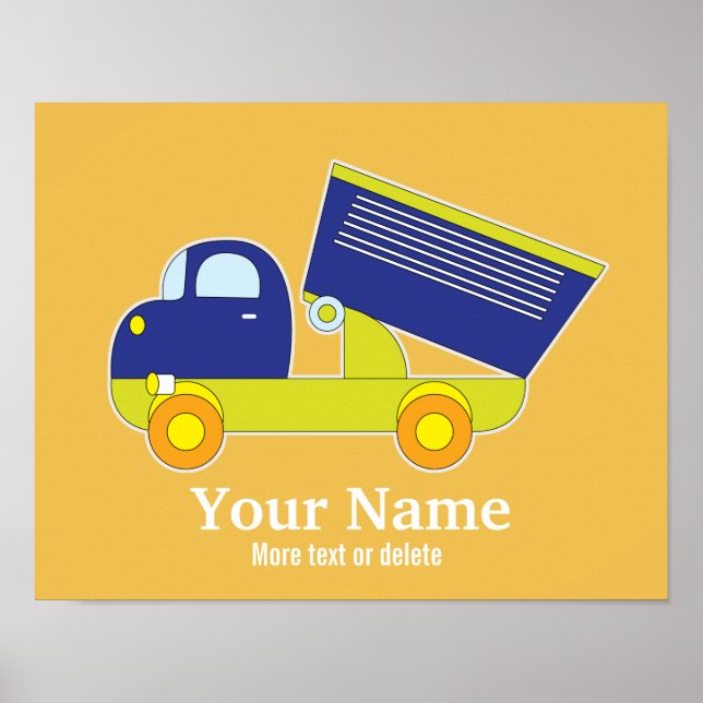 Poster Camion de vidage bleu et vert personnalisé (Devant)