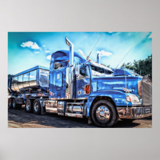 Poster Camion de vidange bleu