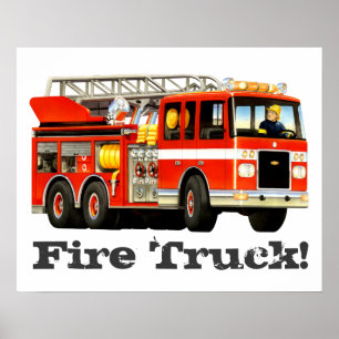 Poster Camion d'incendie rouge sur mesure pour enfant