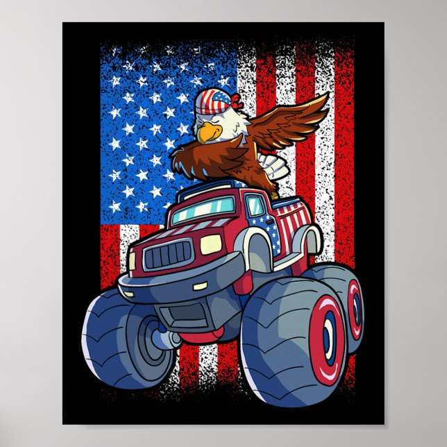 Poster Camion Eagle Monster 4 Juillet Boys American Flag (Devant)
