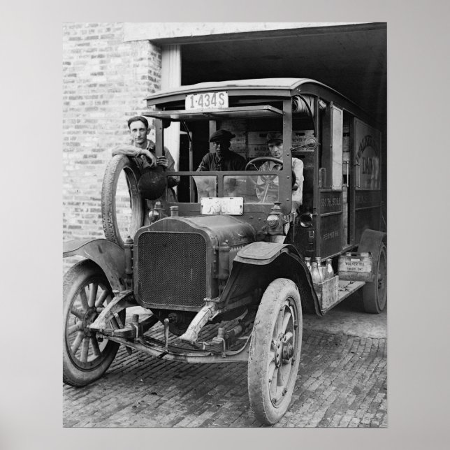 Poster Camion laitier, 1921. Photo vintage (Devant)