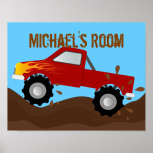 Poster Camion Monster Rouge personnalisé