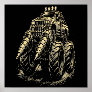Poster Camion Monstre Apocalyptique avec Double Perceuse