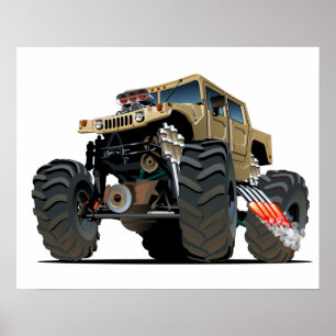 Poster Camion monstre de dessin animé