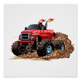 Poster Camion monstre de dessin animé