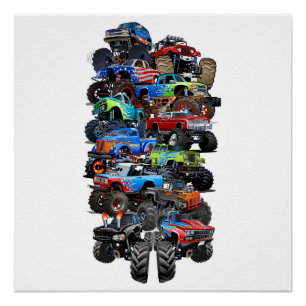 Poster Camion monstre de dessin animé