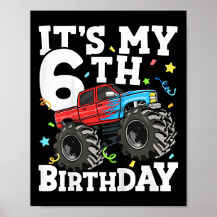 Poster Camion Monstre Enfants C'est Mon 6e Anniversaire G