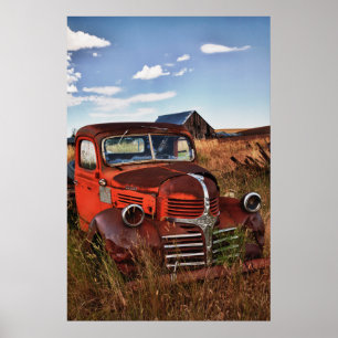 Poster Camion orange de rouillement de Dodge avec la