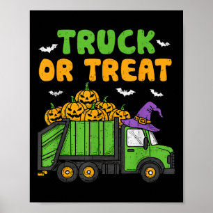 Poster Camion Ou Traiter Drôle Citrouille Poubelle Camion