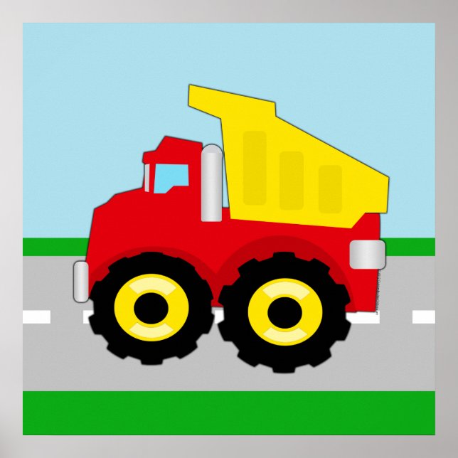 Poster Camion-poubelle de construction pour enfants (Devant)