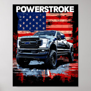 Poster Camion simple cabine Werstroke Drapeau américain N